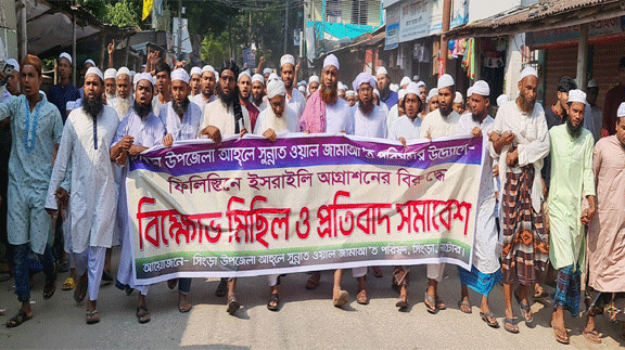 ফিলিস্তিনে ইসরাইলি আগ্রাসনের বিরুদ্ধে সিংড়ায় মুসল্লিদের বিক্ষোভ#সংবাদ শৈলী