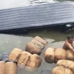 পুলিশের ধাওয়া খেয়ে পুকুরে মাইক্রোবাস, ভেসে উঠল ৯ বস্তা গাঁজা